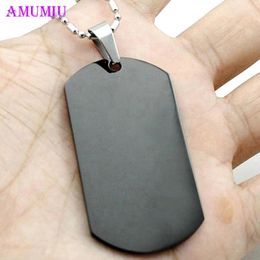 Pendant Necklaces AMUMIU 10 PCS Wholesale Military Army Style Tone Polished Dog Tag Men Women Stainless Steel Necklace P002