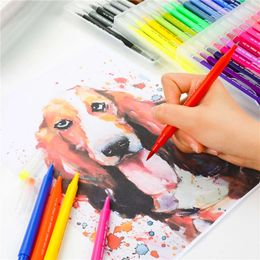 100PCS Colors Marker Pens Drawing Painting Manga Sketching Watercolor FineLiner Dual Tip Brush Pen School Art Supplies 04371