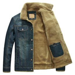 Neue Herren Winter Jeans Jacke Denim Blue Cowboy Coats plus Samt Liner Dicke warme Bomber -Oberbekleidung5964001