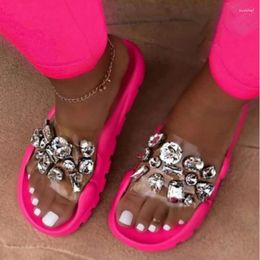 Slippers Woman Bling Crystal Ladies Fashion Slides Women Casual Outdoor Flats Female Beach Shoes Women's Footwear Plus Size 43