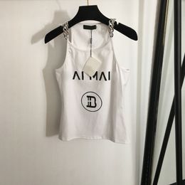 2024 Designers T-shirts Fashion T Shirts Women Letter logo Tops blouse blazer coat dress tank top Clothing printed chain strap pure cotton vest White Black SMLXL