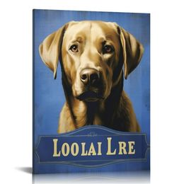 Loyal Labrador Pet Dog Vintage Poster, Design av Artist Helsocket Studio Wall Art, Gray Framed