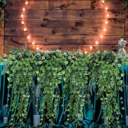 Artificial Rattan Plants Silk Grape Leaf Vines Home Garden Decor Hanging Garland Fake Plant Wall Background Wedding Decoration