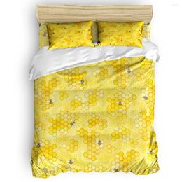 Bedding Sets Meant To Bee Honey Bees Pattern Duvet Cover Set Yellow Cartoon Collection Of 3/4pcs Bed Sheet Pillowcases