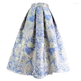 Skirts 2023 Spring Summer Womens Clothing Korean Fashion Vintage Elegant Golden Peony Floral Embroidery High Waist Puffy Long Skirt Dr Dhhuv