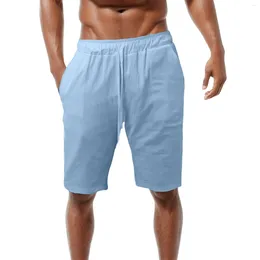 Men's Pants Casual Shorts 2024 Cotton Linen Male Summer Breathable Solid Colour Short Trousers Fitness Streetwear