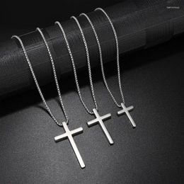 Pendant Necklaces 2024 Stainless Steel Cross Necklace For Men Women Fashion Silver Colour Chokers Valentine's Day Gift
