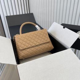 28x18CM Top Co Handle Salzburg Totes Bags Hass Caviar Calfskin Metal Turn Buckle Hardware Chain Multi Pochette Handbags Designer Womens 264J