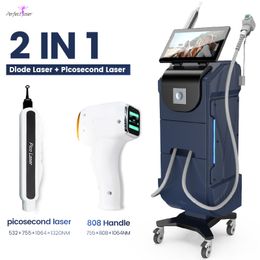 2 IN 1 Pico Diode Laser Hair Tattoo Removal Picosecond Machine Diode Nd Yag Lazer Depilator Permanent Hair Loss Epilator Beauty Equipment