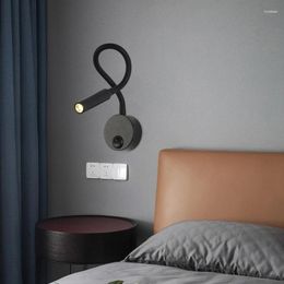 Wall Lamp 3W Led Bedside Working Study Reading Light With Switch 360° Rotation Hose Home El Bedroom Living Room Lamps