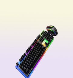 T6 USB Wired Keyboard Mouse Set Rainbow LED Backlight 104 Keys 1000 DPI Mechanical Keyboards Gaming For Laptop Computer Epacket4004496