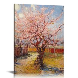 Eliteart- The Pink Peach Tree Van Gogh Painting Reproduction Giclee Wall Art Canvas Prints