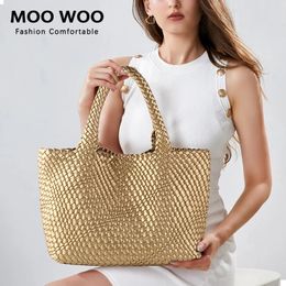 MOOWOO Luxury Designer Brand Large Capacity Handbag Casual Tote Bag For Women Female Big Size Woven Composite Bags 240517