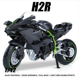 Diecast Model Cars 1 12 H2R Alloy Motorcycle Model Toy Boy Diecast Metal Vehicle Fast and Furious One Piece Hot Wheels Miniature Gift for Children Y240530EXB3