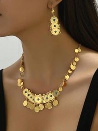 Necklace Earrings Set Ruixi 18k Gold Plated 3pcs/set Stylish Vintage Turquoise Coins With Exotic And Party Favors For Women