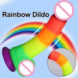 Soft Realistic Anal Dildo Expander Rainbow Penis Women's Sexy Ass Plug Adult Prostate Vaginas Massager Gay Sex Toys For Man Shop