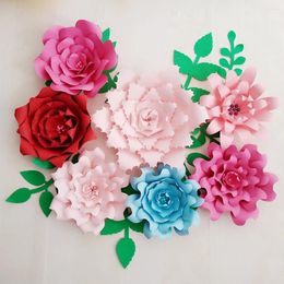 Decorative Flowers Personalised 7PCS Giant Paper Large Flower With 7 Pcs Leaves For Wedding Backdrop Baby Nurseries Special Event Deco