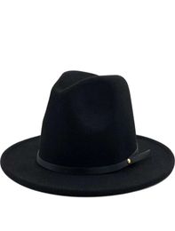 Simple Women Men Wool Vintage Gangster Trilby Felt Fedora Hats With Wide Brim Gentleman Elegant Lady Winter Autumn Jazz Caps4687782065987