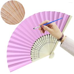 Decorative Figurines Bamboo Folding Fan Handheld DIY Painting Chinese Folded For Home Dancing Party Wedding Decoration