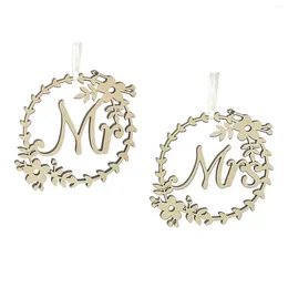 Party Decoration 1 Pair Mr Mrs Sign Chair Decor For Wedding Signs Wooden Back Hanging Pendant Floral