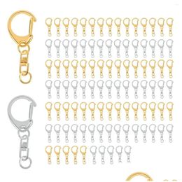 Keychains & Lanyards 100 Piece D Hook Keychain Hardware With Jump Rings Metal Split Key Ring Clips Chain For Craft Charm Making Diy D Dh5Ql