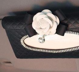 VehicleMounted Hanging Camellia Tissue Box Decoration Exquisite Napkin Holder Paper Towel Box6840481