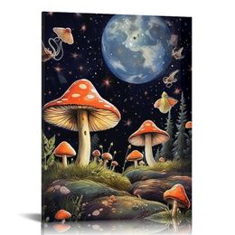 Vintage MushroomsSign, Mushroom Decor, Retro Mushroom Wall Decor for Kitchen Bedroom Garden Store Cafes Bar Club Poster