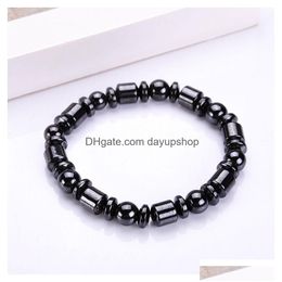 Charm Bracelets Men Biomagnetic Party Mti-Shaped Natural Stone Black Magnetic Therapy Bracelet Health Hand Drop Delivery Jewellery Dhwvz