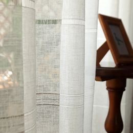 Cotton linen hollow tulle curtains For Bedroom Window Curtain For Living Room Sheer Curtains Blinds Custom Made Drapes curtains 240529