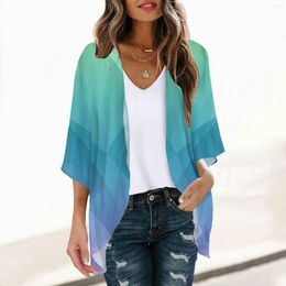 Women's Blouses Women Spring And Summer Fashion Printed Loose Casual Cardigan Light Oversized Turn Down Collar Plus Size