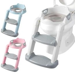 Potties Seats Toilet training toilet chair with steps foldable soft cushion seat bandwidth step safety handle suitable for children Q240529