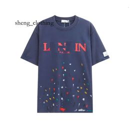 Lanvinn Dept Men's T-Shirts Shirt Mens Designer T Shirt Casual Womens Tees Splash Graffiti Letters Loose Short-Sleeved Lanvinsshirt 1d15