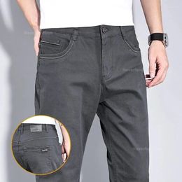 Men's Pants Brand Clothing Casual Straight Stretch Comfortable 97% Cotton Soft Business Simple Work Male Trousers