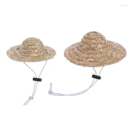 Dog Apparel Pet Hat With Adjustable Strap Straw Cap Sombrero For Cat Size S/L Costume Decoration Dropship