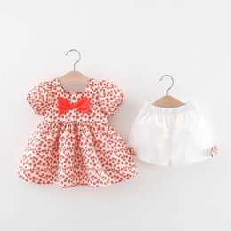 Set di abbigliamento Summer Billy Set Abitali stampati con fiori di cotone Cagliette a maniche corte+Shorts Newborn H240530