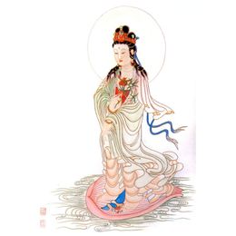 Meticulous Painting Line Drawing Manuscript Guanyin Bodhisattva Buddhist Figures Copy Rice Paper Painting Paper Line Draft