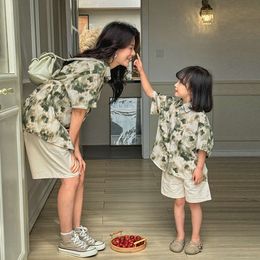 Vacation Look Family Summer Clothes Sets Couple Beach Korean Mom Dad and Daughter Son Matching Shirts Shorts Two Piece Outfits