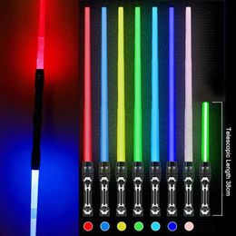 LED Swords/Guns Light Sticks 1 piece of retractable flashing sword toy for childrens double opening and closing with combat sound suitable parties WX5.29