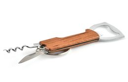 Openers Wooden Handle Bottle Opener Keychain Knife Pulltap Double Hinged Corkscrew Stainless Steel Key Ring Openers LX23578159324