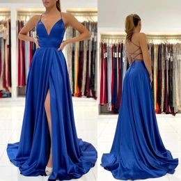 Sexy Backless High Split Bridesmaid Dresses 2022 New Spaghetti Straps Simple Party Gowns Plus Size Bridesmaid Prom Wears BC9431 2795