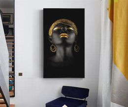 African Women Oil Paintings Print On Canvas Art Prints Black Girl With Golden Earrings Canvas Art Pictures Home Wall Decoration8163275