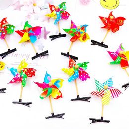 Party Favour 10Pcs Cute Colourful Pinwheel Hairpin Girls Hair Accessories Kids Birthday Gift Pinata Filler Kindergarten Prize 4.3x11CM