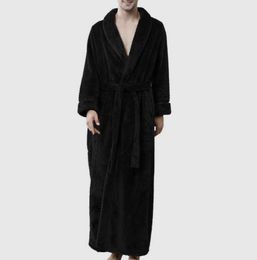 Men039s Sleepwear Winter Robes Thick Warm Lengthened Plush Shawl Bathrobe Kimono Home Male Clothes Long Sleeved Robe Coat Peign6023959