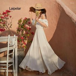 Party Dresses Women White Chiffon Dress 2024 Summer Off Shoulder Sexy Spaghetti Strap Long Elegant Ladies Boho Vestido Mujer
