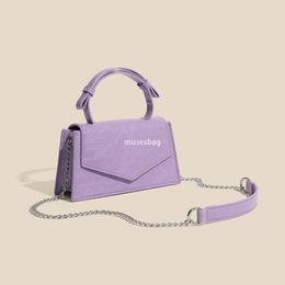 Luxury bag for women's mini handbag chain bag with crocodile pattern purple mini fashionable casual hand to improve quality crossbody bag