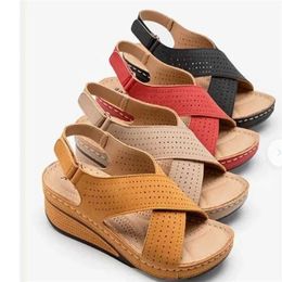 Sandals Womens Sandals Summer 2024 Hollow Wedge Sandals Womens Casual Plus Size 44 Womens Socofy Retro Sandals Womens J240530