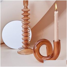 Candle Holders Colored Glass Vase Design For Wedding Centerpieces Home Decoration Table Candlestick Holder 220809 Drop Delivery Garden Dhl50