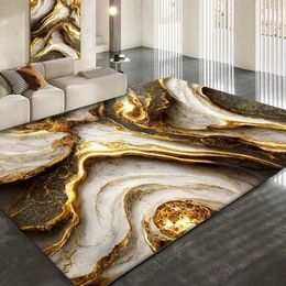 Carpet Golden abstract marble striped carpet used for living rooms luxury bedrooms decorations large area carpets sofas side soft lounge floor mats d240530