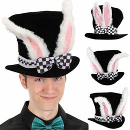 Easter White Rabbit Top Hat Alice Wonderland Cosplay Bunny Bowler Men Women March Hare Costume Accessory Topper With Ears