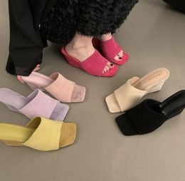 Summer Wedges Heel Women Slippers Fashion Elegant Open Toe Slides Ladies Elegant Party Dress Sandalias